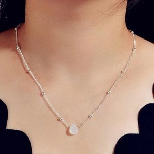 Selenite Chrystal Stone silver beaded necklace